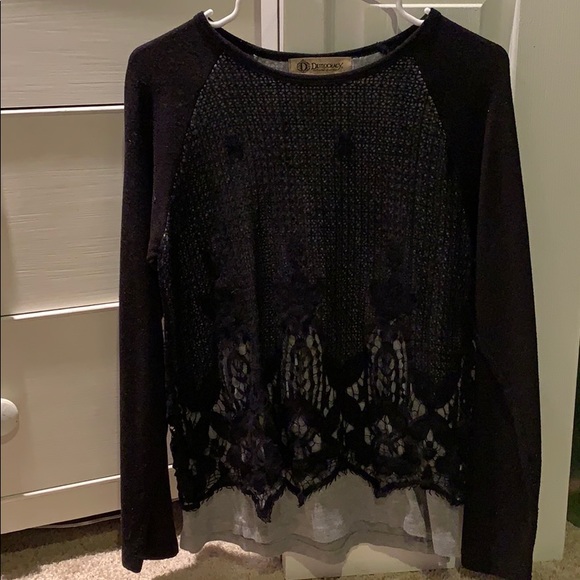 Democracy Sweaters - Black Lace Long Sleeve